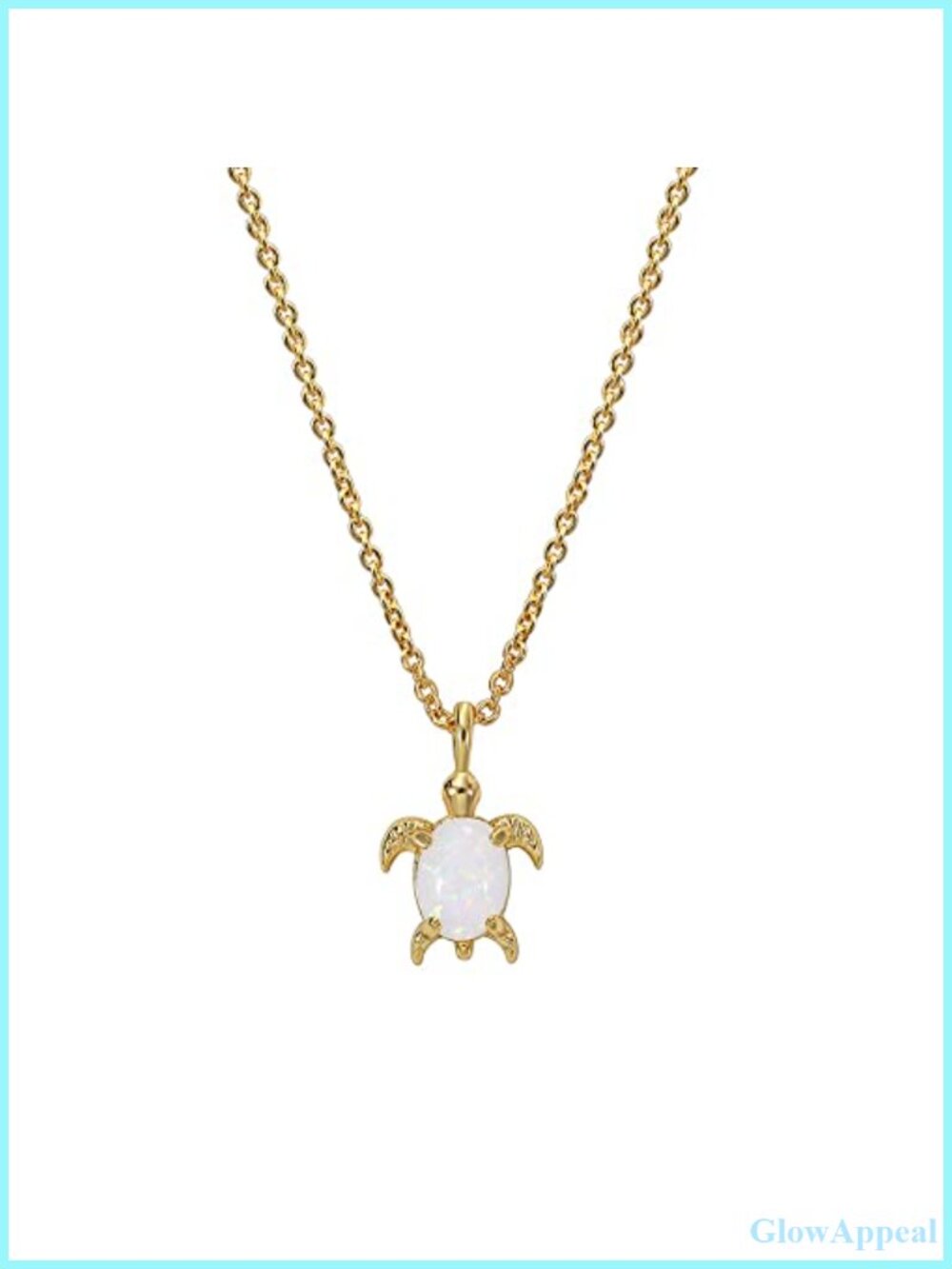 14K Gold Plated Created Opal Turtle Pendant Necklace Choker Anklet